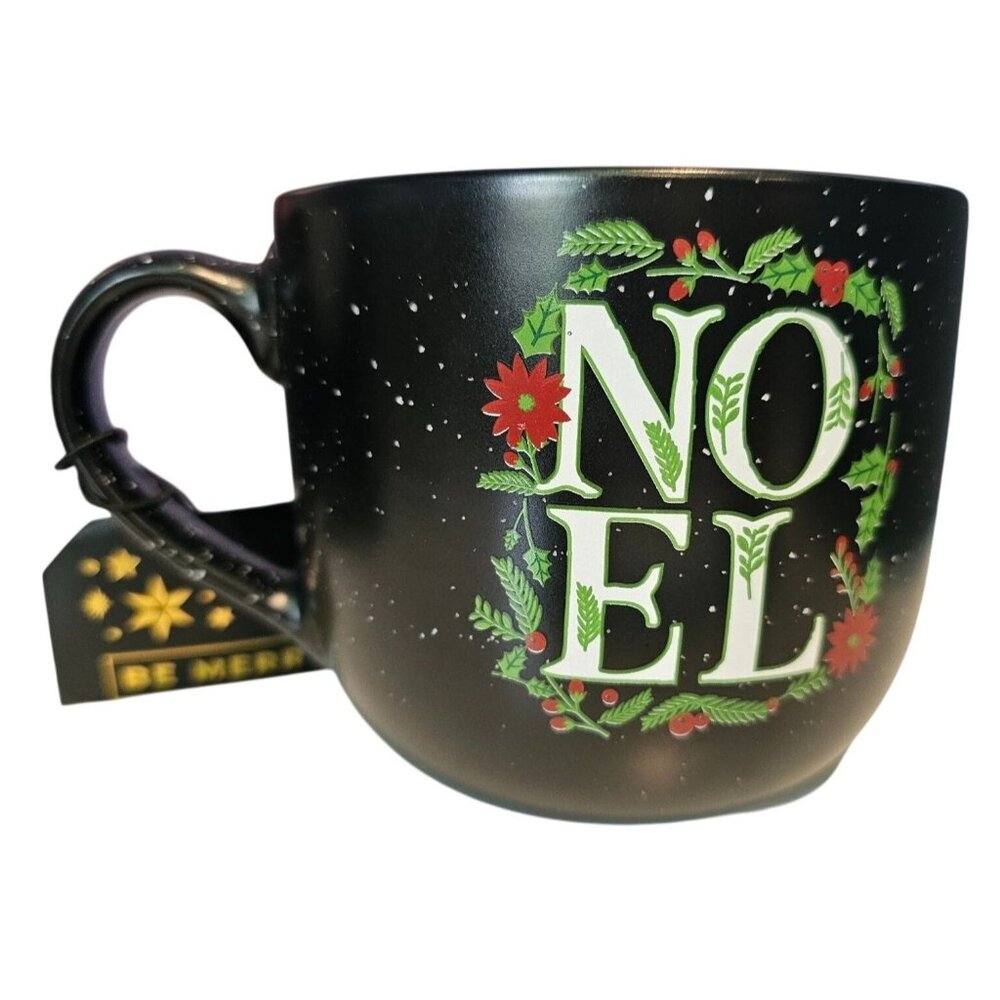 Better Living Noel Mug Christmas Themed Black Speckled Be Merry NEW See Descript